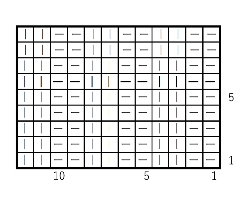 二目ゴム編みの編み図